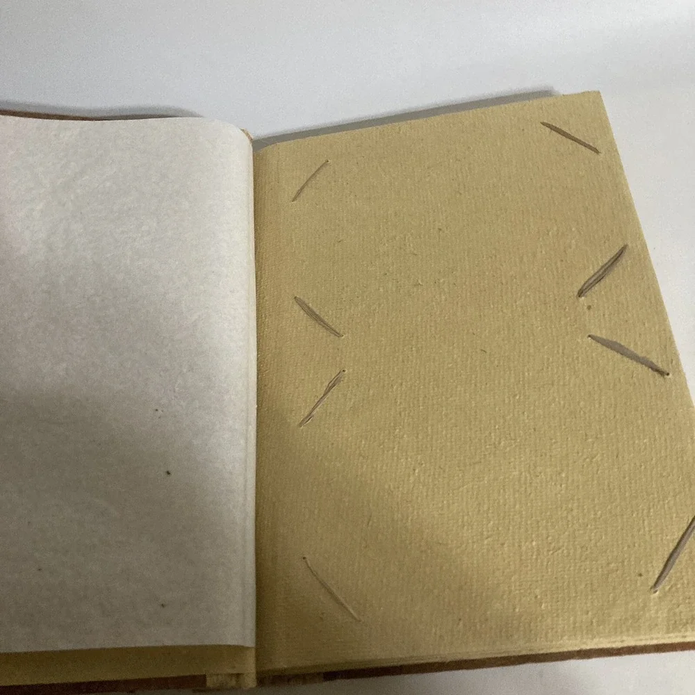 Vtg Handmade Banana Leaf Bamboo Cross Photo Album 8.75